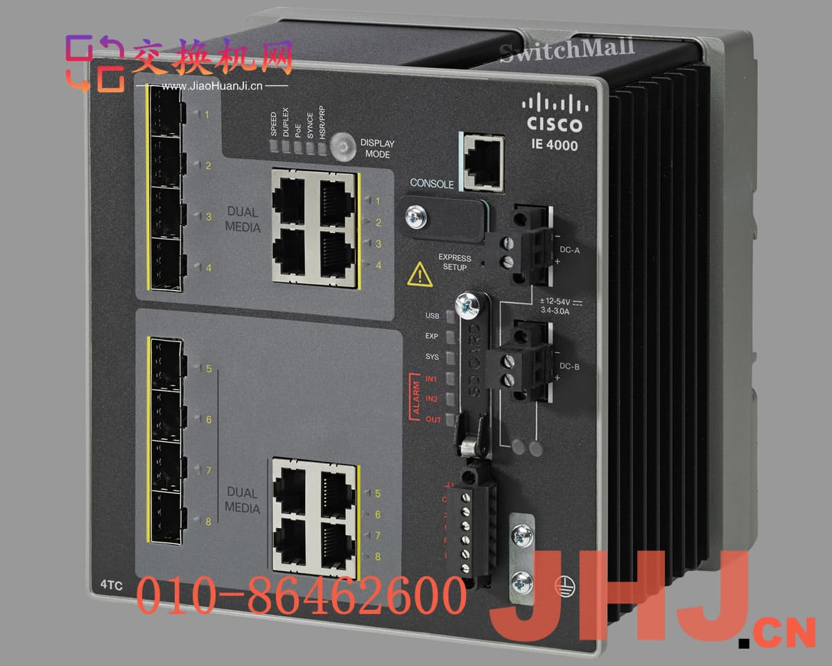 IE-4000-4TC4G-E   IE4000 switch with 4 FE Copper combo ports and 4 GE combo uplink ports
